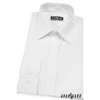 Klasyczna koszula męska z zakrytą klapą Biała