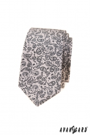 Kremowy krawat z motywem paisley