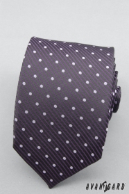 Fioletowy krawat w kropki fioletowe kropki