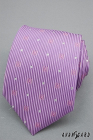 Fioletowy krawat ze srebrnymi kwadratami