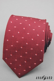 Czerwony krawat męski z małymi kwadratami
