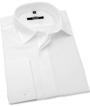 Biała koszula ślubna ANREDE na spinki do mankietów