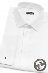 Męska koszula smokingowa SLIM biała przedłużona