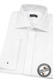 Biała koszula męska SLIM bawełniana na spinki do mankietów