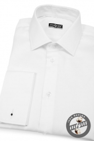 Biała bawełniana koszula slim męska z francuskim mankietem
