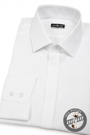Koszula męska SLIM z zakrytą klapą Biała