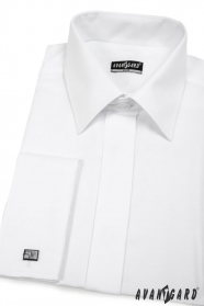Koszula męska SLIM zakryta klapa Biała gładka