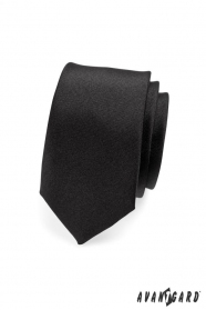 Wąski czarny matowy krawat