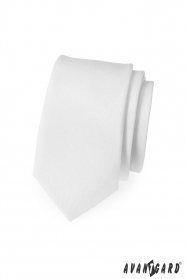Wąski krawat SLIM biały mat