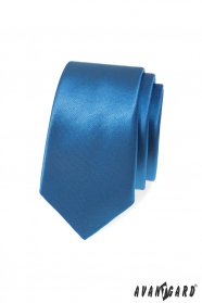 Niebieski, gładki wąski krawat