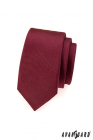 Bordowy wąski krawat męski matowy