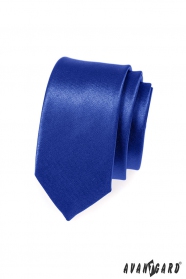 Wąski krawat SLIM niebieski z połyskiem