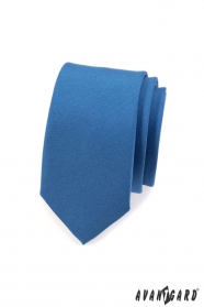 Wąski krawat Niebieski mat