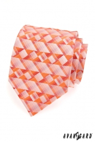 Krawat męski w pomarańczowe geometryczne kształty