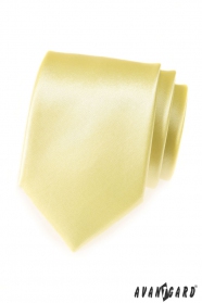 Jasnożółty męski gładki krawat
