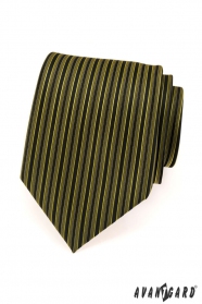 Krawat męski w zielono-czarne paski