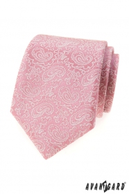 Pudrowy róż krawat z wzorem Paisley