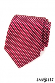 Czerwony krawat w bordowe paski