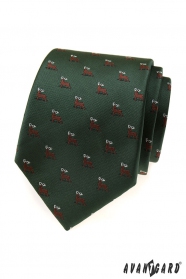 Zielony krawat z motywem jelenia