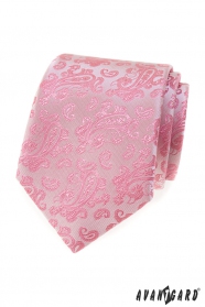 Różowy krawat we wzór Paisley