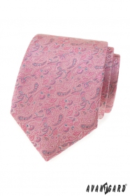 Różowo-szary krawat Paisley