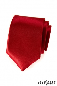 Gładki krawat męski czerwony
