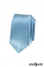 Jasnoniebieski, błyszczący wąski krawat