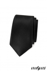 Wąski czarny krawat męski Avantgard