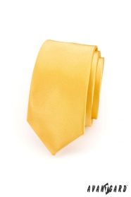 Wąski krawat gładki żółty