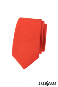 Wąski krawat w matowym pomarańczowym kolorze