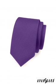 Ciemnofioletowy matt wąski krawat