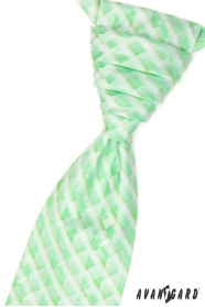 Krawat ślubny z poszetką - zielona kratka