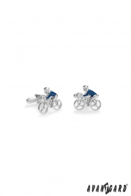 Spinki do mankietów - rowerzysta w kolorze niebieskim