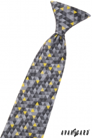 Krawat chłopięcy z szarym wzorem 44 cm
