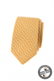 Żółty bawełniany wąski krawat w trójkąty