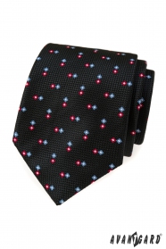 Czarny teksturowany krawat ze wzorem