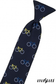 Niebieski krawat dziecięcy 31 cm, kolorowy rower
