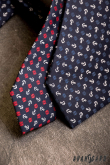 Granatowy krawat z kotwicami - szerokość 7,5 cm