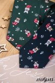 Ciemnoniebieski krawat świąteczny z buldogiem - szerokość 7 cm