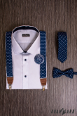 Wąski krawat niebieski w białe kropki - szerokość 5 cm