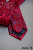 Czerwony krawat z niebieskim kaszmirowym wzorem - szerokość 6 cm