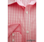 Slim koszula męska z różowymi kostkami i długimi rękawami - 42/182