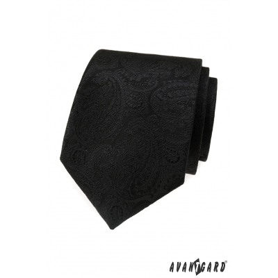 Czarny krawat z motywem paisley