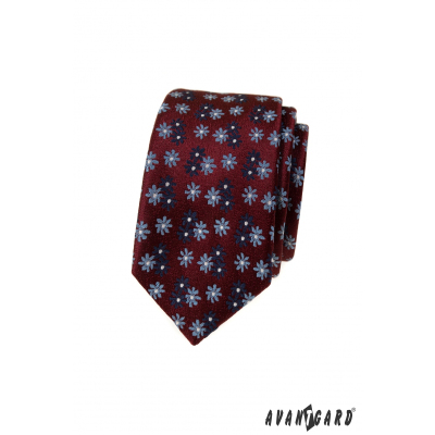 Krawat bordowy z wzorem