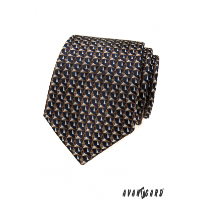 Krawat w niebiesko-brązowy wzór