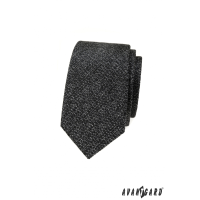 Wąski krawat z fakturą w kolorze szarym