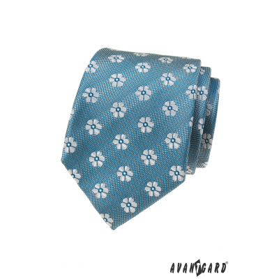 Jasnoniebieski krawat w kwiatowy wzór