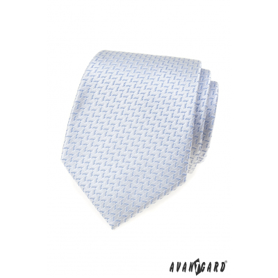 Biały krawat z niebieskim wzorem