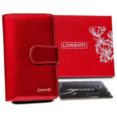 Czerwony skórzany portfel damski Lorenti