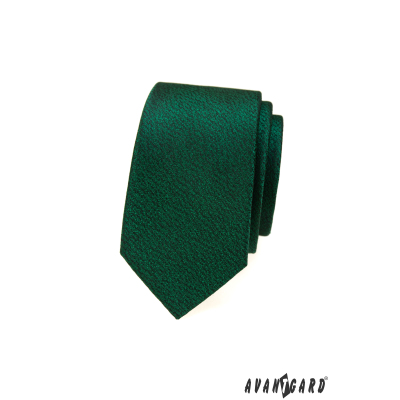 Zielony wąski krawat z cętkowanym wzorem